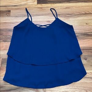 Navy Blue Chiffon Layer Tank
